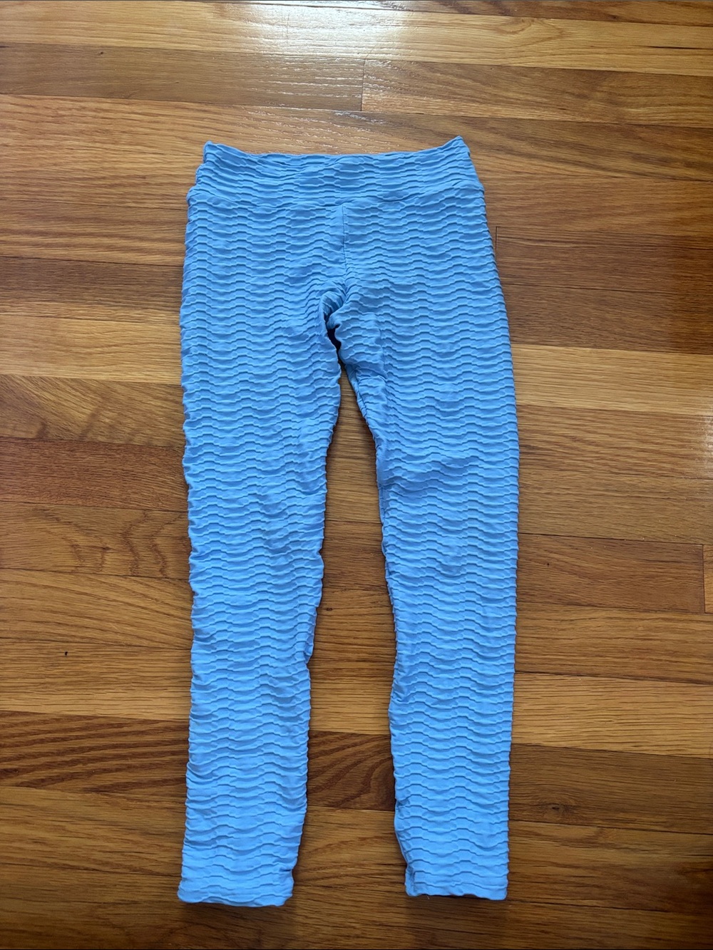 Kids Textured Light Blue Leggings - Stretchy Everyday Bottoms